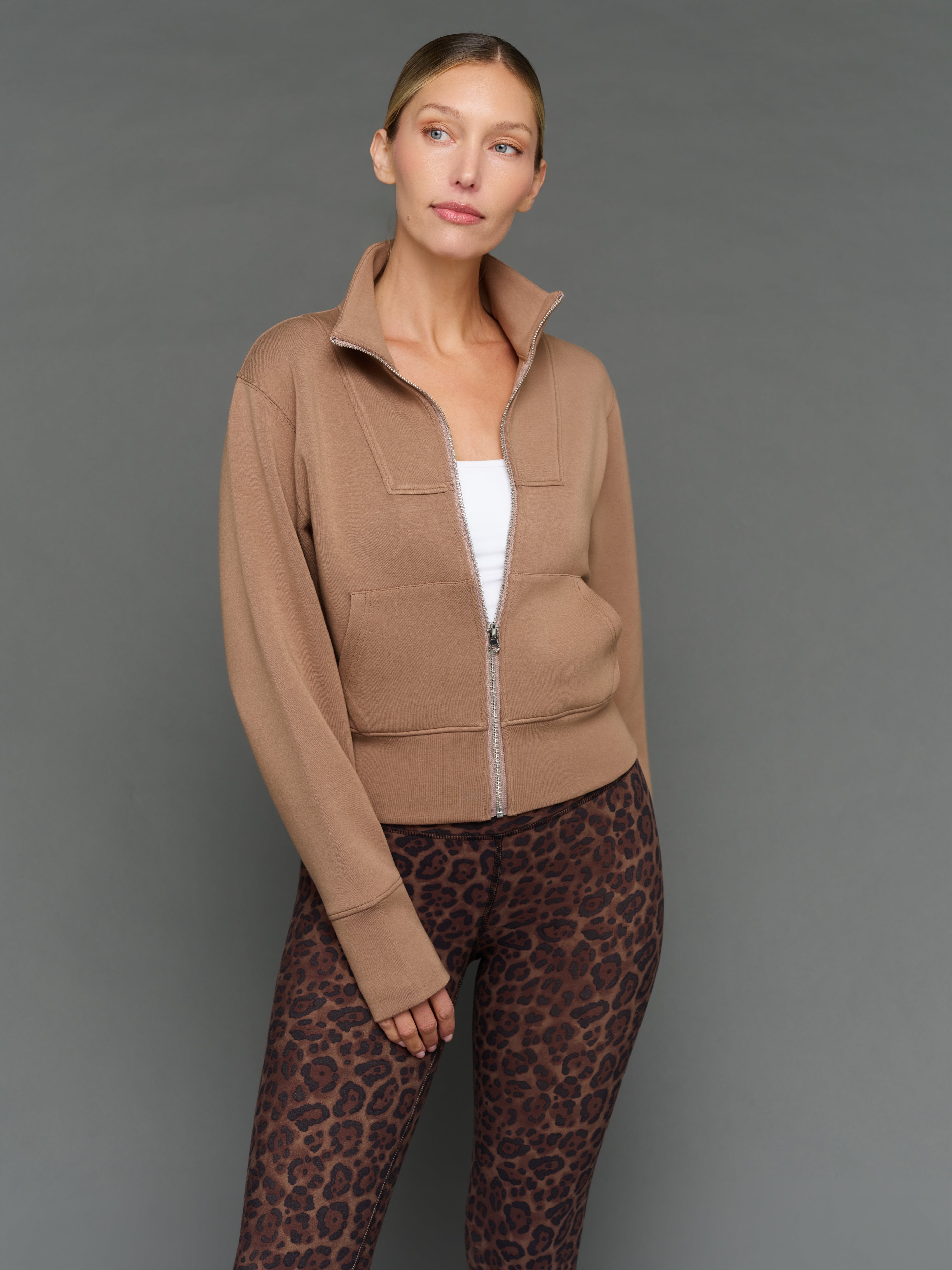 Full Zip Jacket in Interlock - Caribou