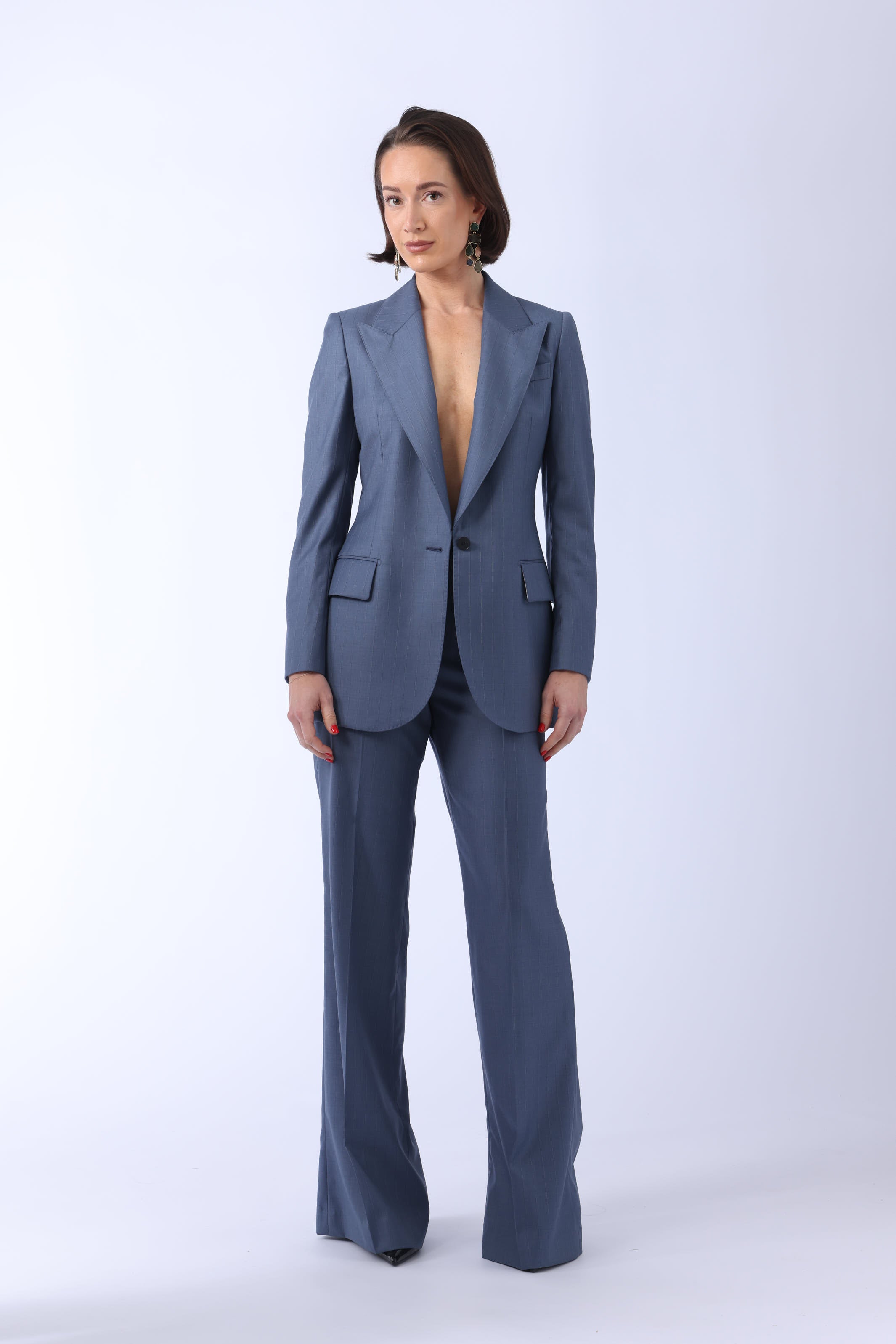 Amora Jacket - Single-breasted suit jacket in dusty blue